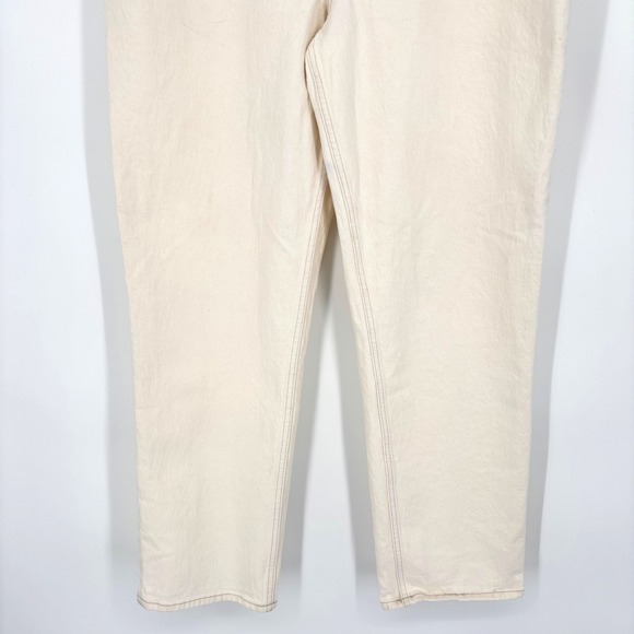 Abercrombie & Fitch 90s Straight High Rise Curve Love Jeans Sz 33 Faux Leather - Picture 7 of 13